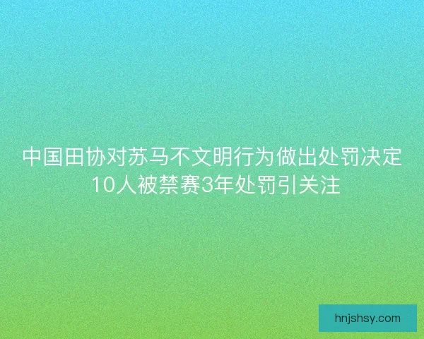 中国田协对苏马不文明行为做出处罚决定 10人被禁赛3年处罚引关注